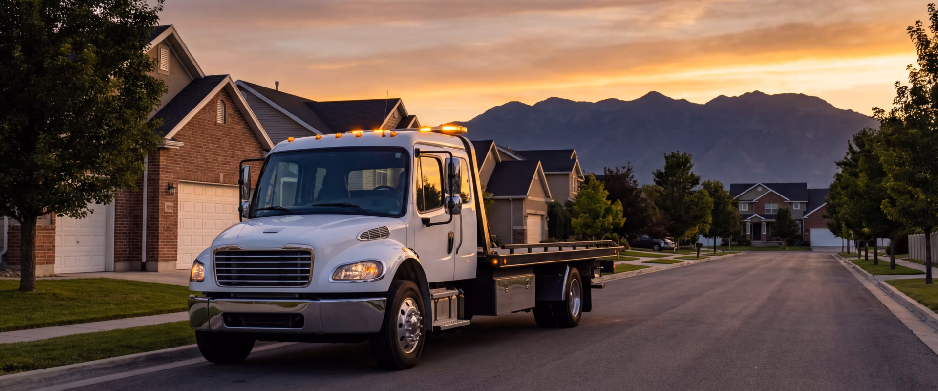 South Jordan Towing truck on the road at night